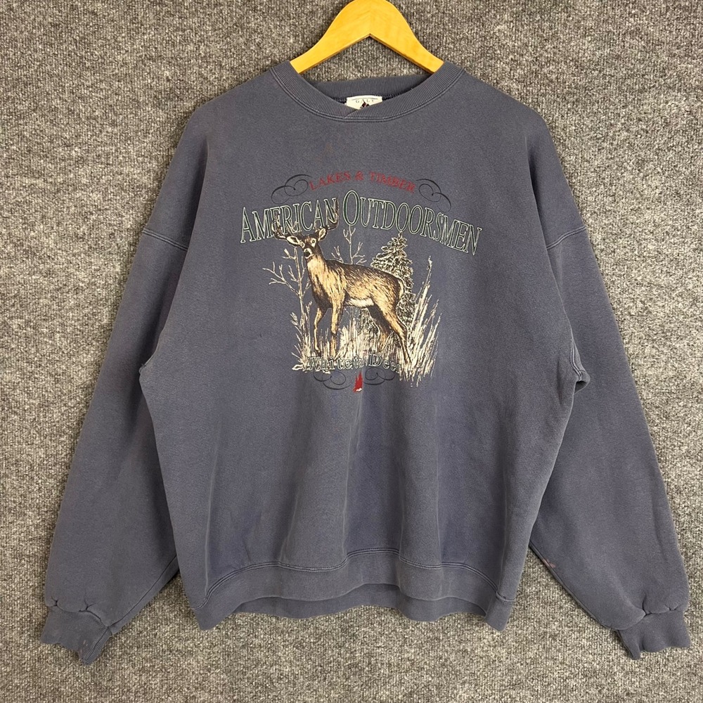 Vintage Galt Sand Sweatshirt Large American Outdoorsmen Deer Graphic USA